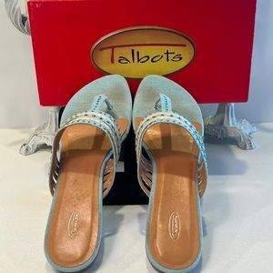 Talbots Blythe aqua slip on shoes size 9M with embedded rhinestones. With box.